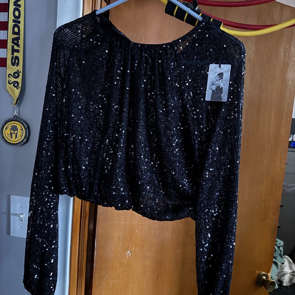 Black Sequin Women's Top